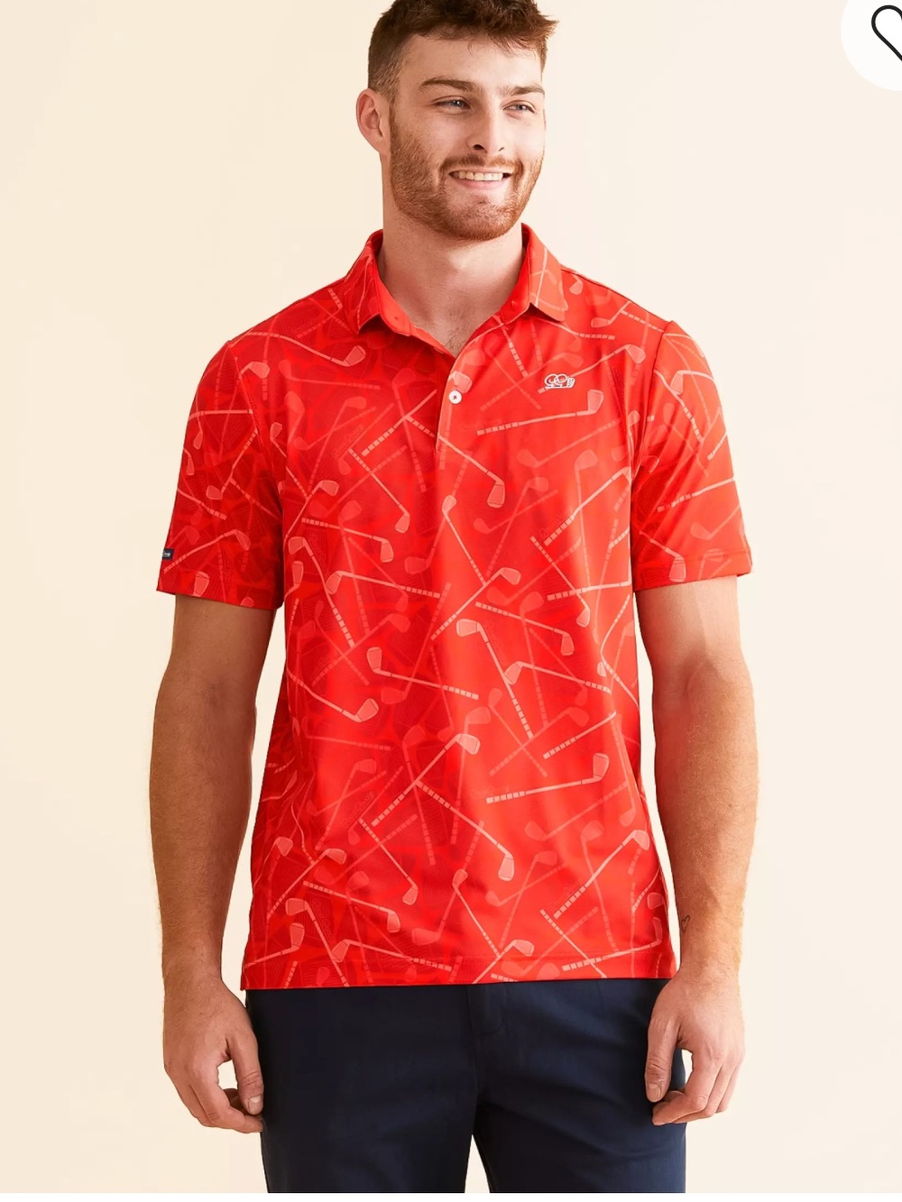 Good Good Golf American Club Performance Short Sleeve Golf Club Print Polo Shirt